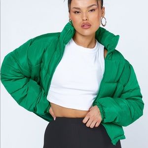 Princess Polly Atwood Puffer Jacket Green